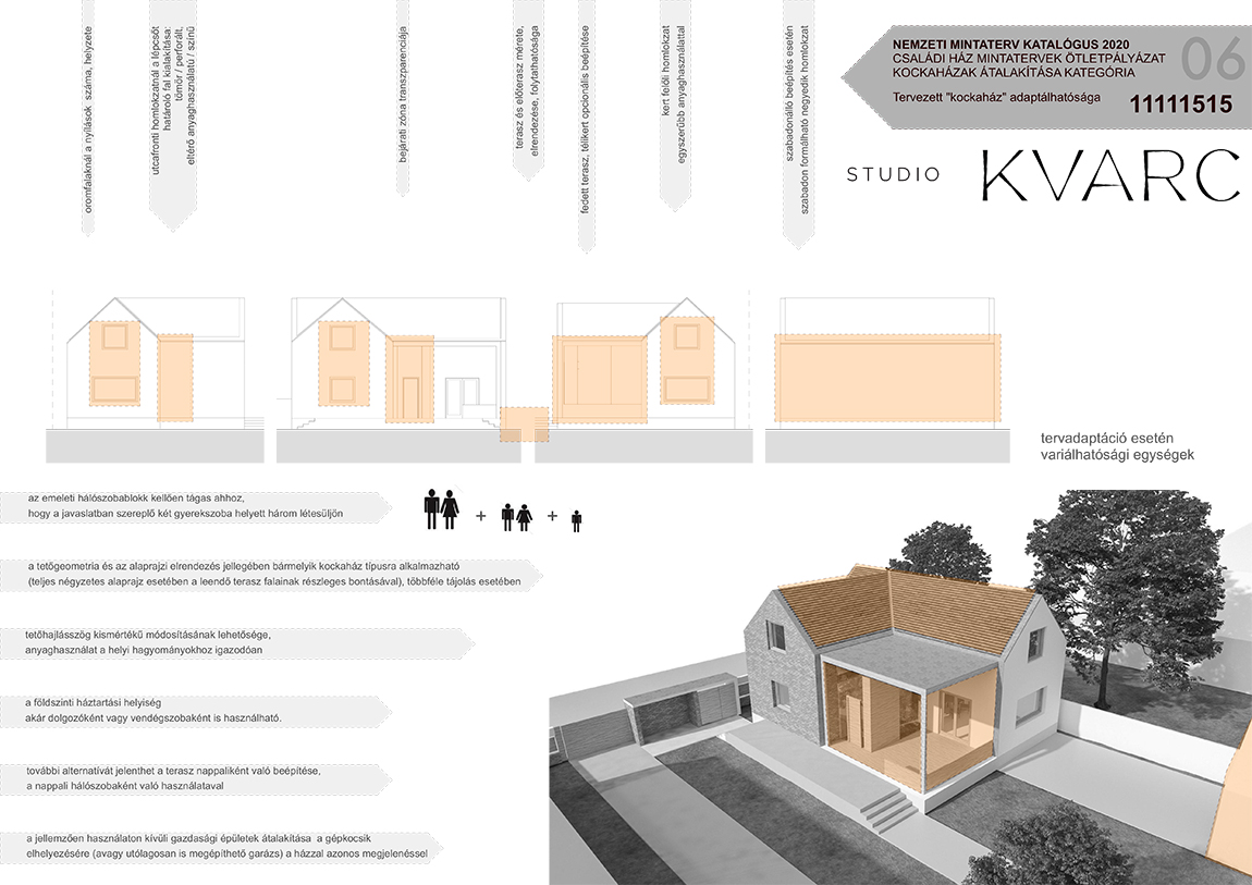 KVARC mintaterv katalógus pályázat Kádár kocka családi ház